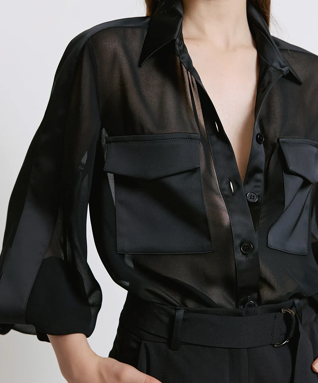 ACC-44-7031-528 BLACK ORGANZA BLOUSE