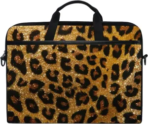 ALAZA Animal Leopard Print Chic Laptop Case Bag Sleeve Portable/Crossbody Messenger Briefcase Convertible w/Strap Pocket 15-15.4 inch, Back to School Gifts