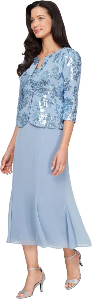 Alex Evenings Women's Tea Length Jacket Dress, Perfect for Weddings, Formal Events (Petite and Regular Sizes)