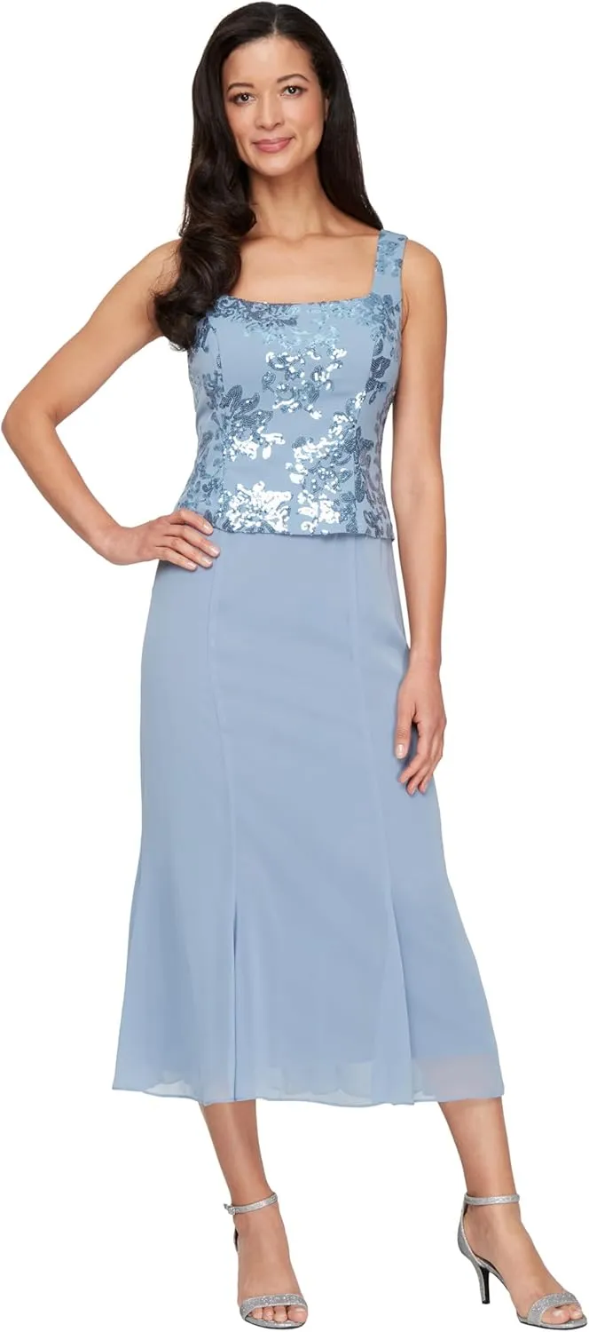 Alex Evenings Women's Tea Length Jacket Dress, Perfect for Weddings, Formal Events (Petite and Regular Sizes)