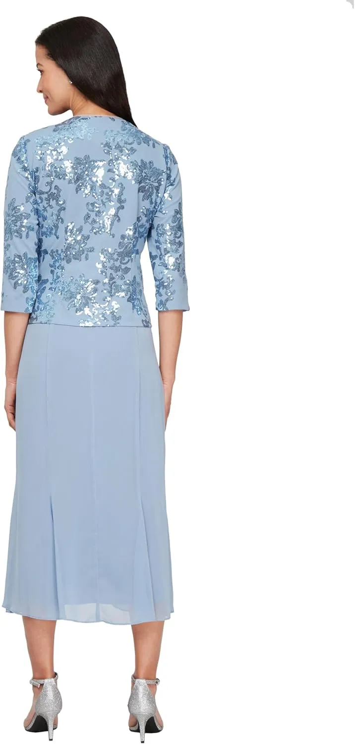 Alex Evenings Women's Tea Length Jacket Dress, Perfect for Weddings, Formal Events (Petite and Regular Sizes)