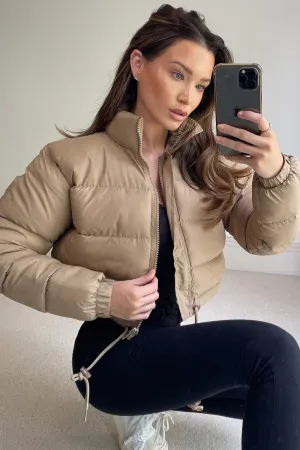 Amelia Camel Cropped Puffer Jacket