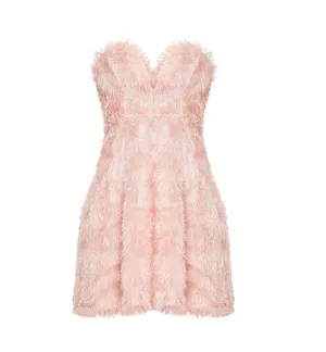 Baby Pink Tassel V Bar Bandeau Skater Dress
