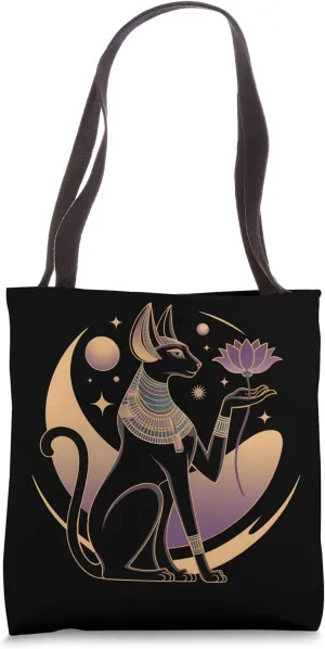 Bastet Cat Lotus Flower Egypt Feminine Magic Feline Power Tote Bag