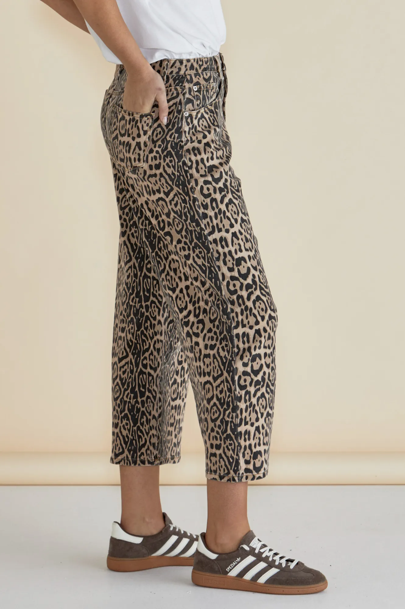 Bella Relaxed Crop Jeans - Leopard