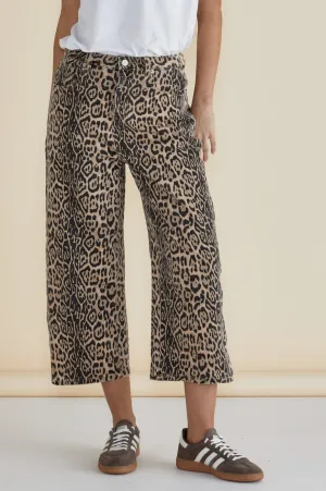 Bella Relaxed Crop Jeans - Leopard