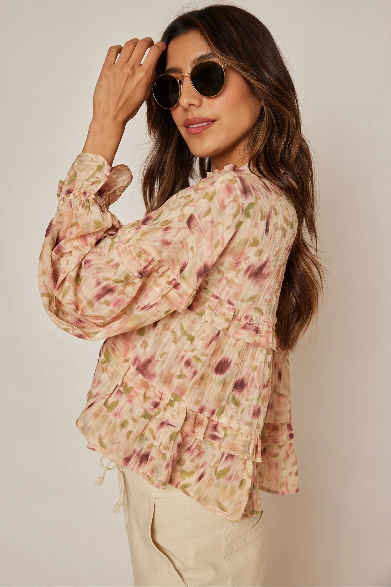 Betty Floral Frilly Blouse