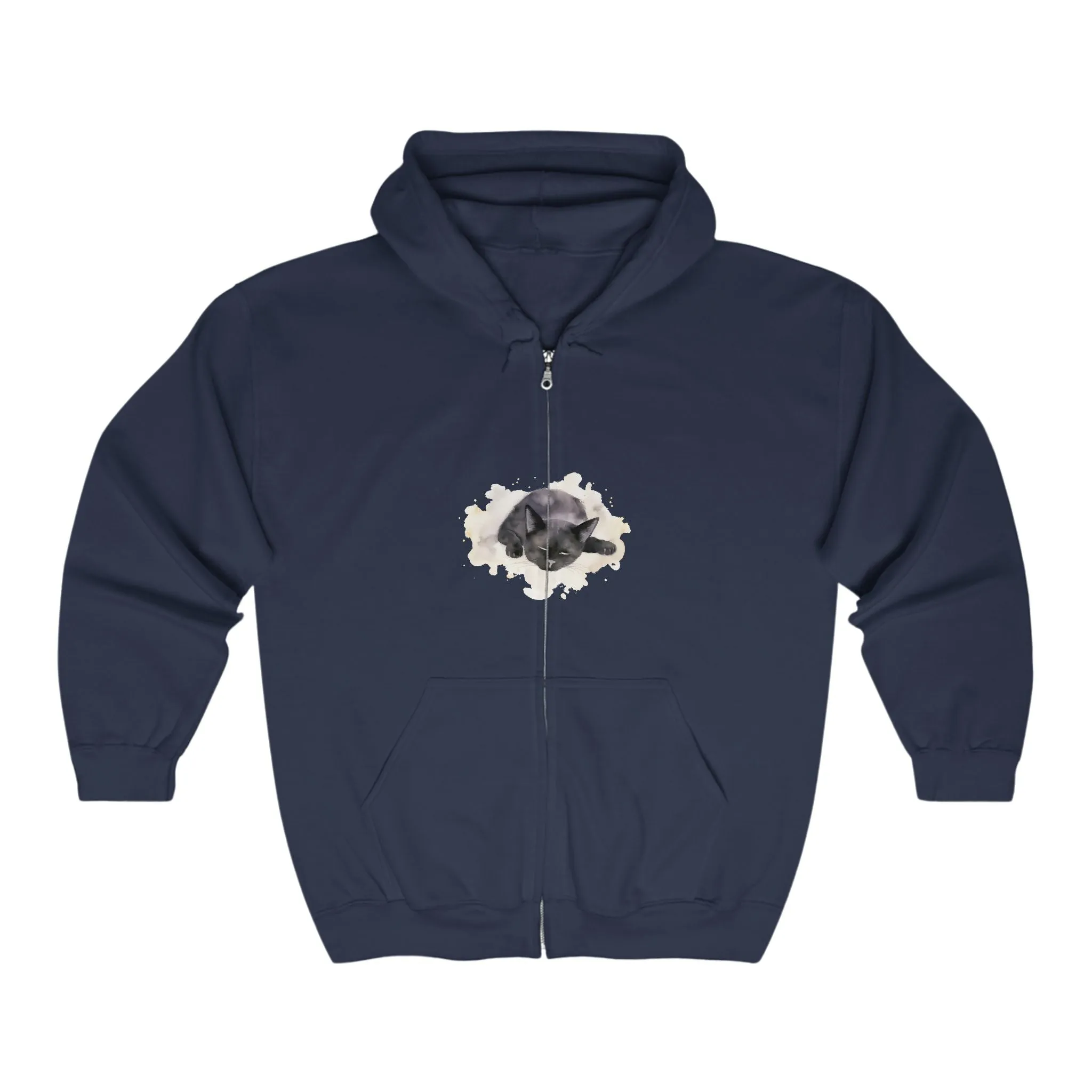 Black Cat Watercolor Hoodie - Cozy Comfort