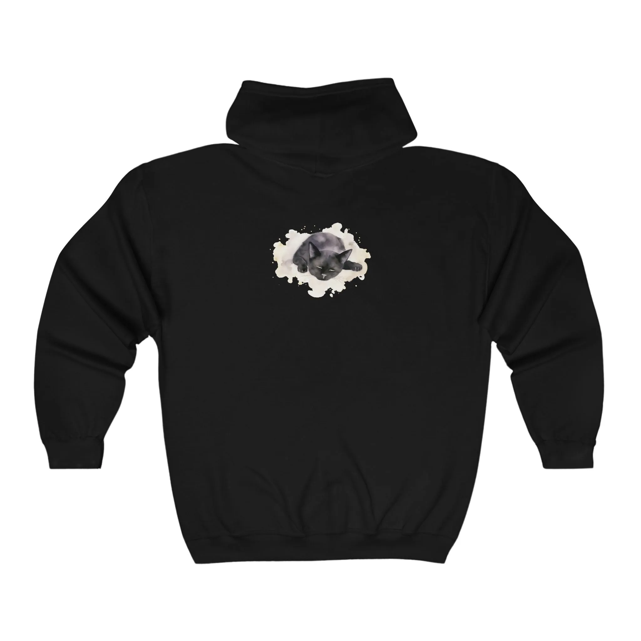 Black Cat Watercolor Hoodie - Cozy Comfort
