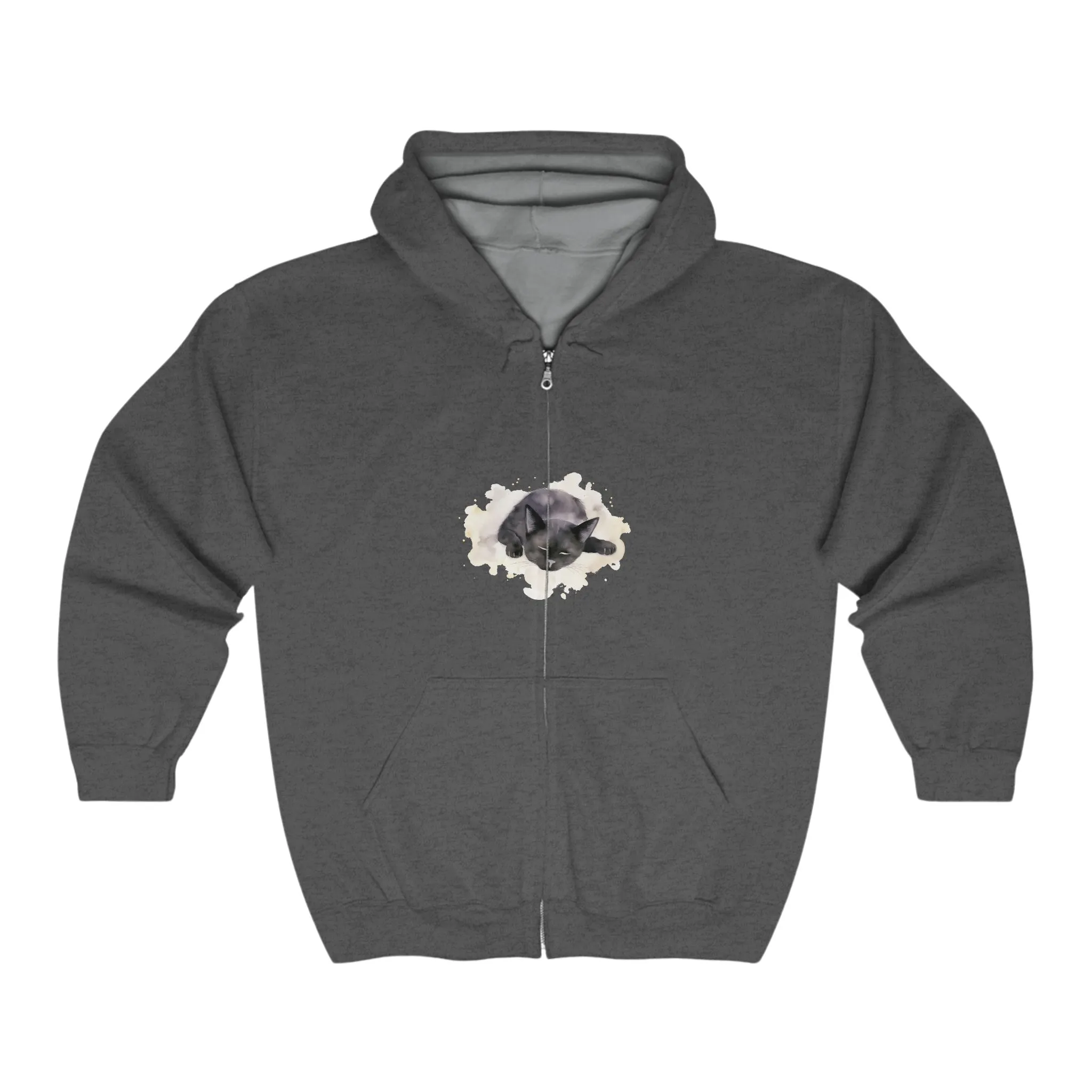 Black Cat Watercolor Hoodie - Cozy Comfort