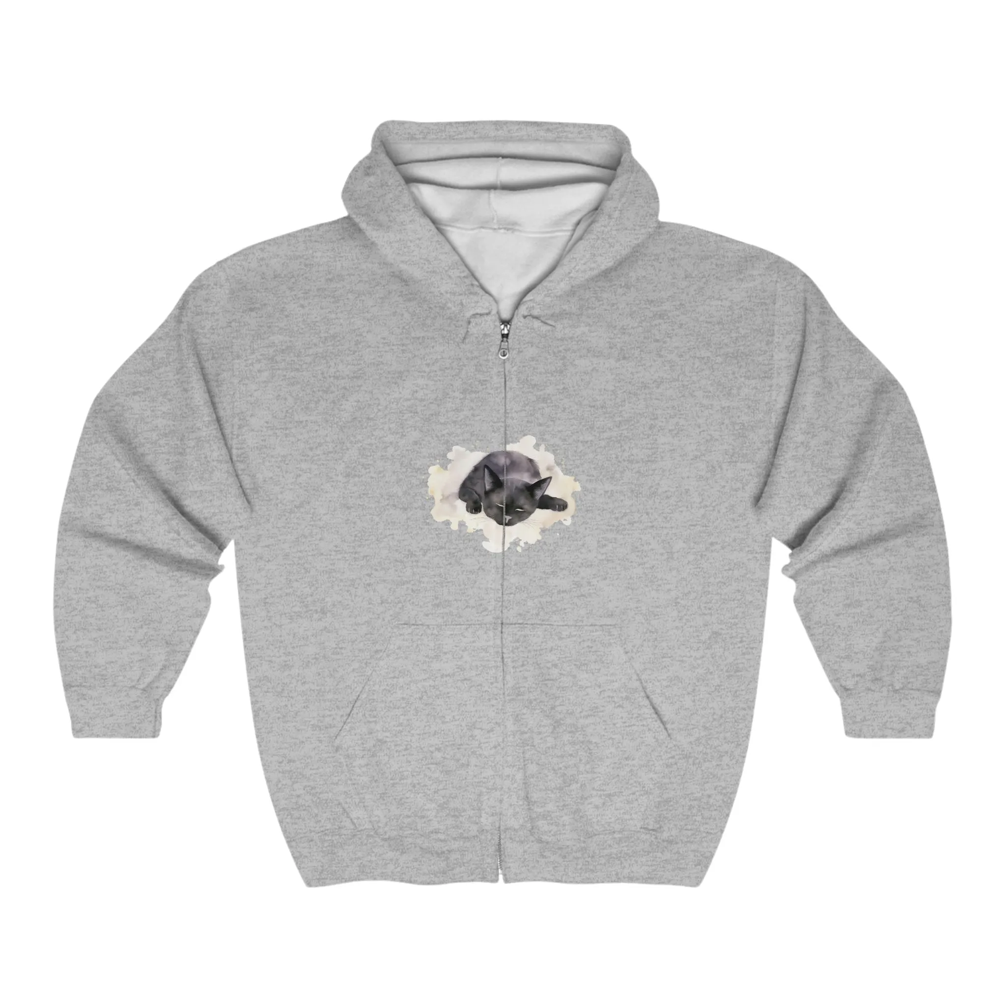 Black Cat Watercolor Hoodie - Cozy Comfort