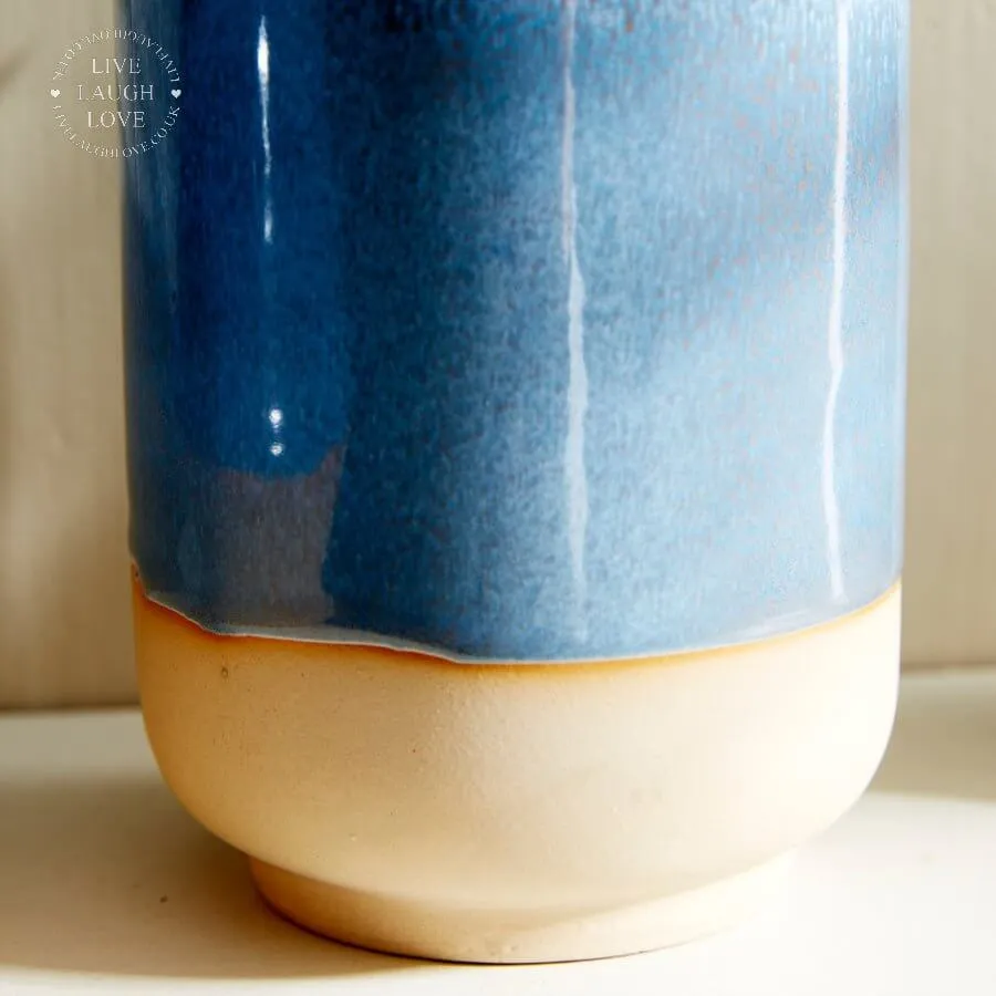 Blue Glazed Ceramic Vases and Planters