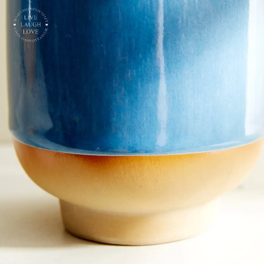 Blue Glazed Ceramic Vases and Planters