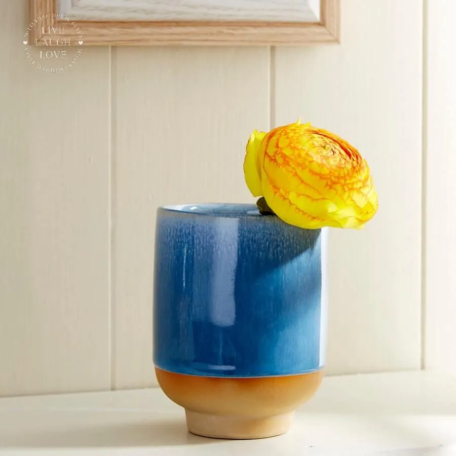 Blue Glazed Ceramic Vases and Planters