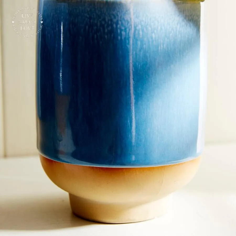 Blue Glazed Ceramic Vases and Planters