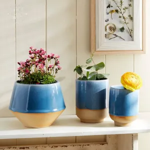 Blue Glazed Ceramic Vases and Planters