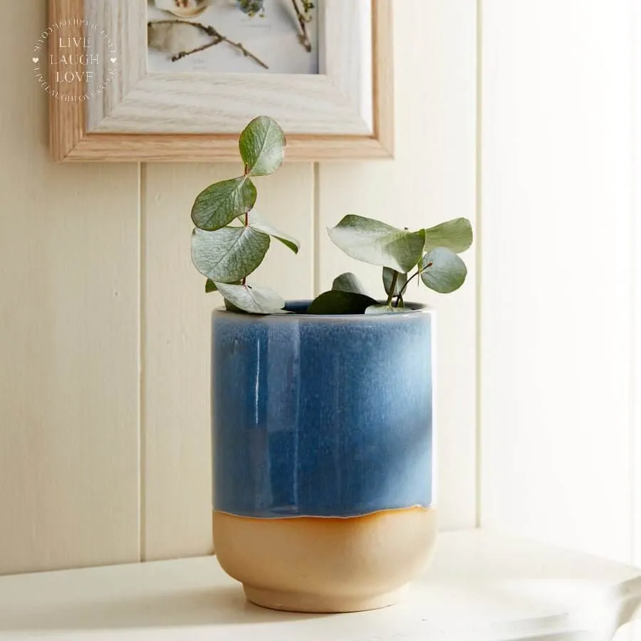 Blue Glazed Ceramic Vases and Planters