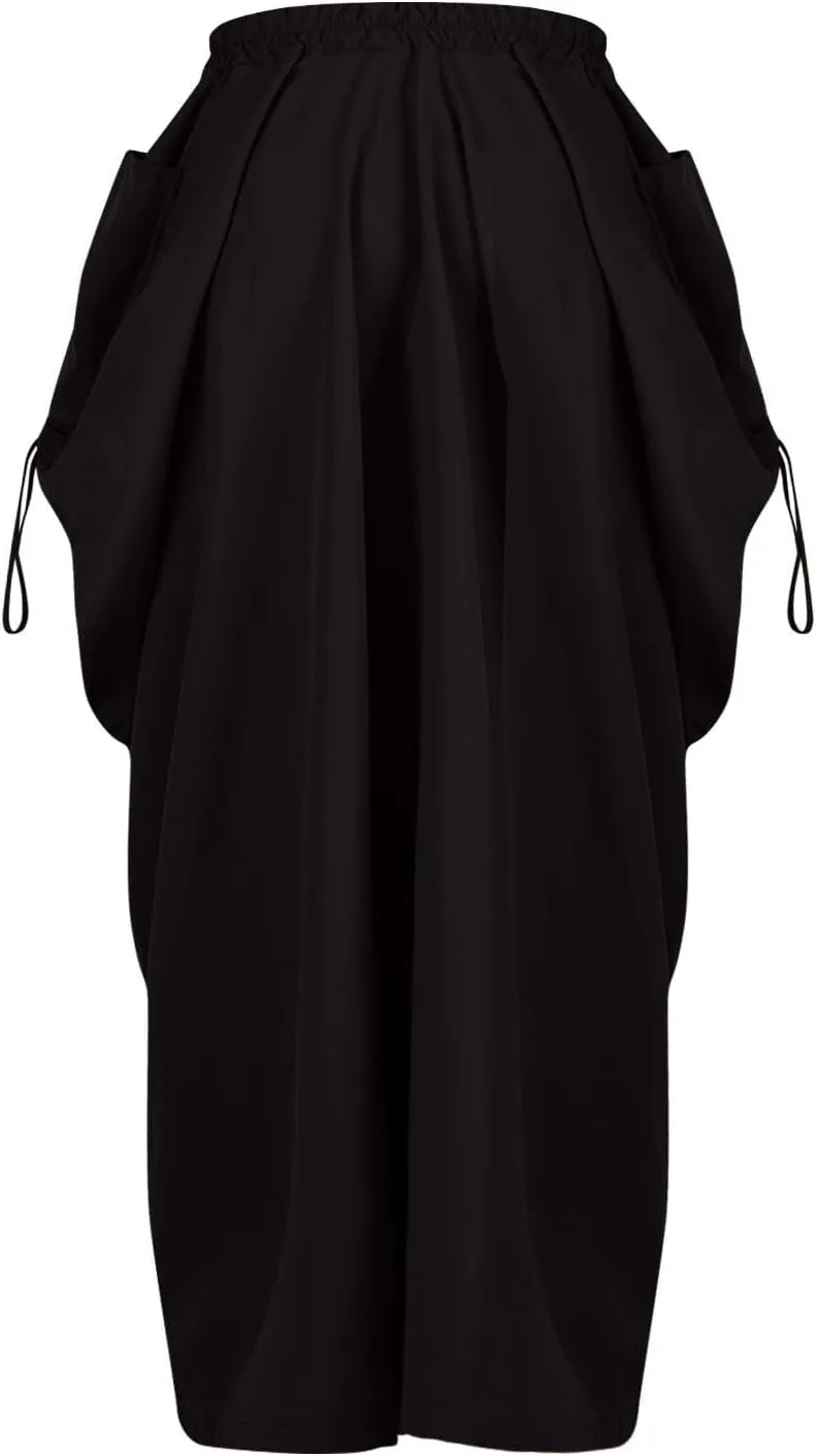 Bubble Skirts for Women Summer Casual High Waisted Gypsy Maxi Skirt Ankle Length Beach Long Boho Skirt with Pockets