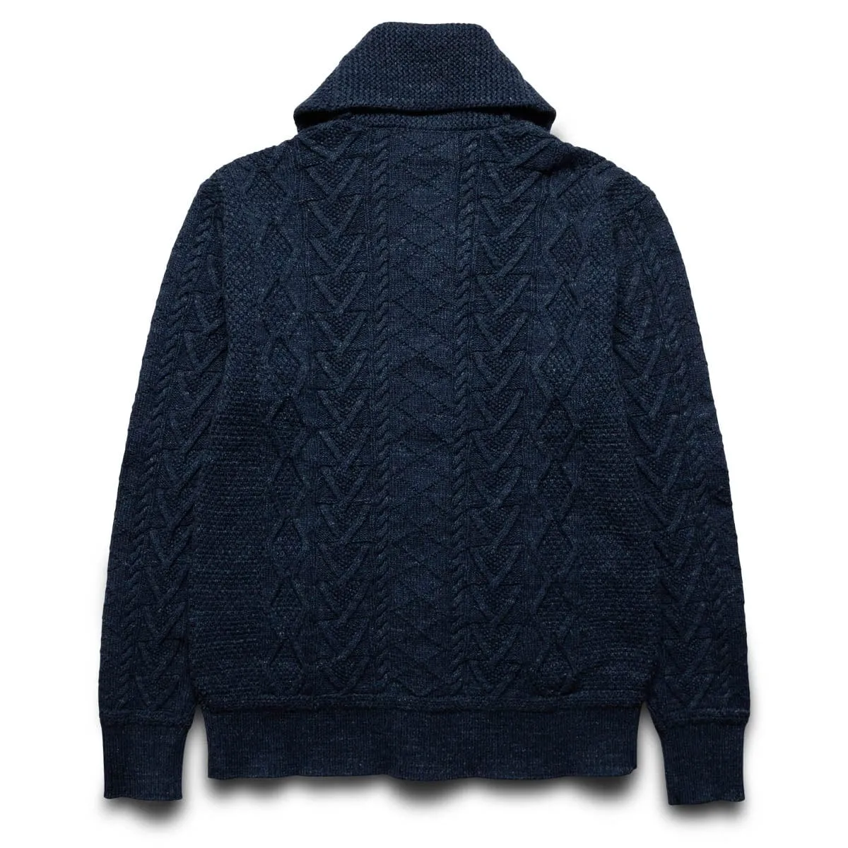 CABLE-KNIT SHAWL-COLLAR CARDIGAN