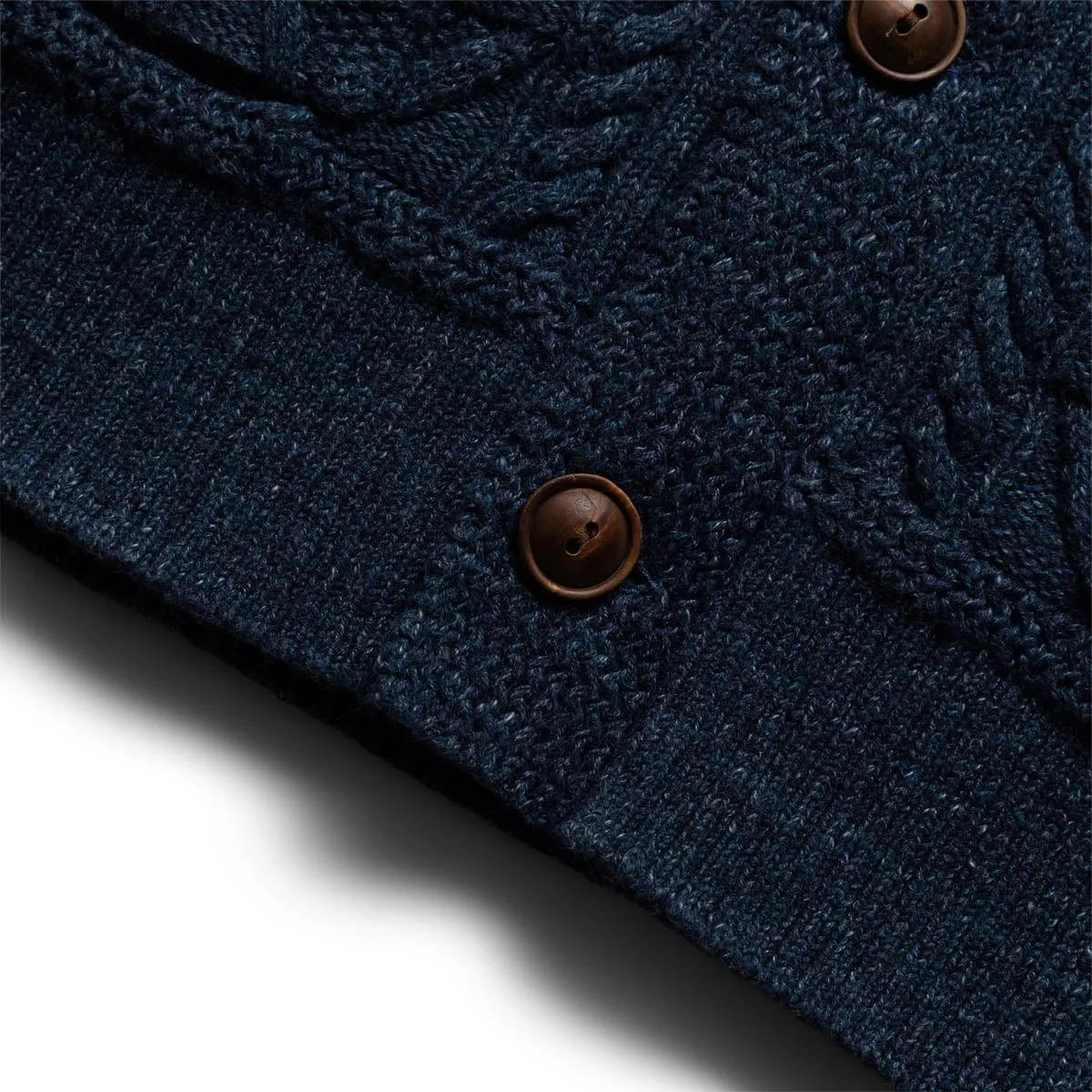 CABLE-KNIT SHAWL-COLLAR CARDIGAN