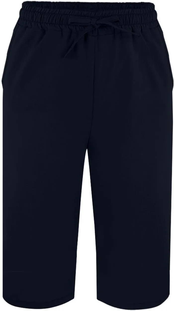 Capris Linen Pants for Women 2025 Summer Wide Leg Causal Beach Shorts Elastic High Waist Linen Trousers with Pockets