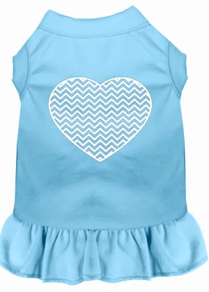 Chevron Heart Screen Print Dress Baby Blue Xxl