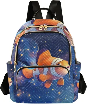 Chic Clownfish Starry Universe 14 Inch multipurpose fashion backpack backpack diaper bag for ladies,teen girls