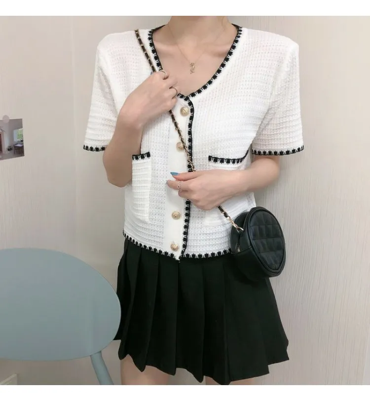 Country Lazy Long Sleeved Sweater Women Summer Korean V-Neck Elegant Short Cardigan Tops Outerwear