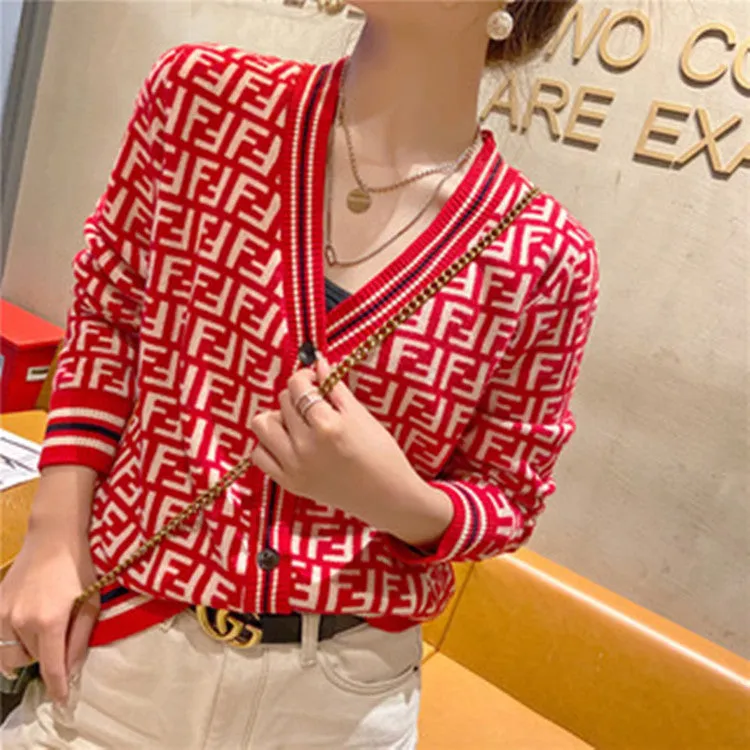 Country Women Western Elegant V-Neck Short Sweater Knitted Cardigan Tops Outerwear