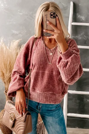 Cozy Composition Chenille Hoodie (Dark Mauve)
