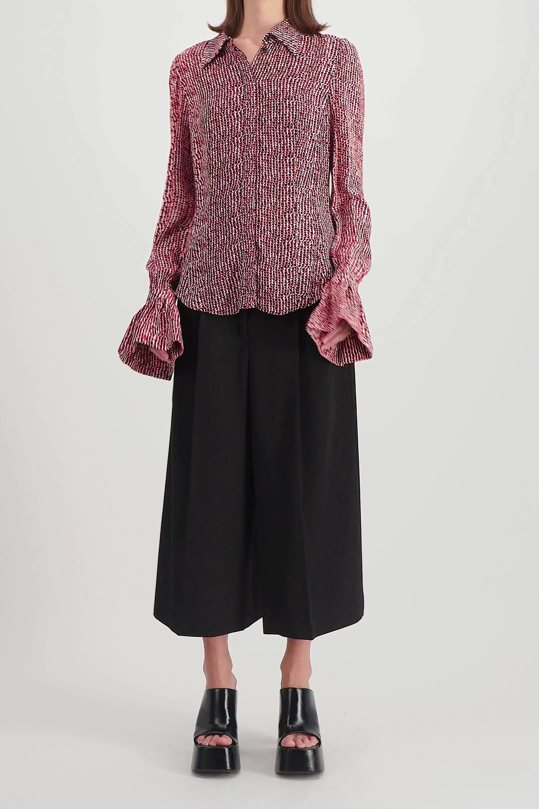 Cropped wide leg pants with pinces