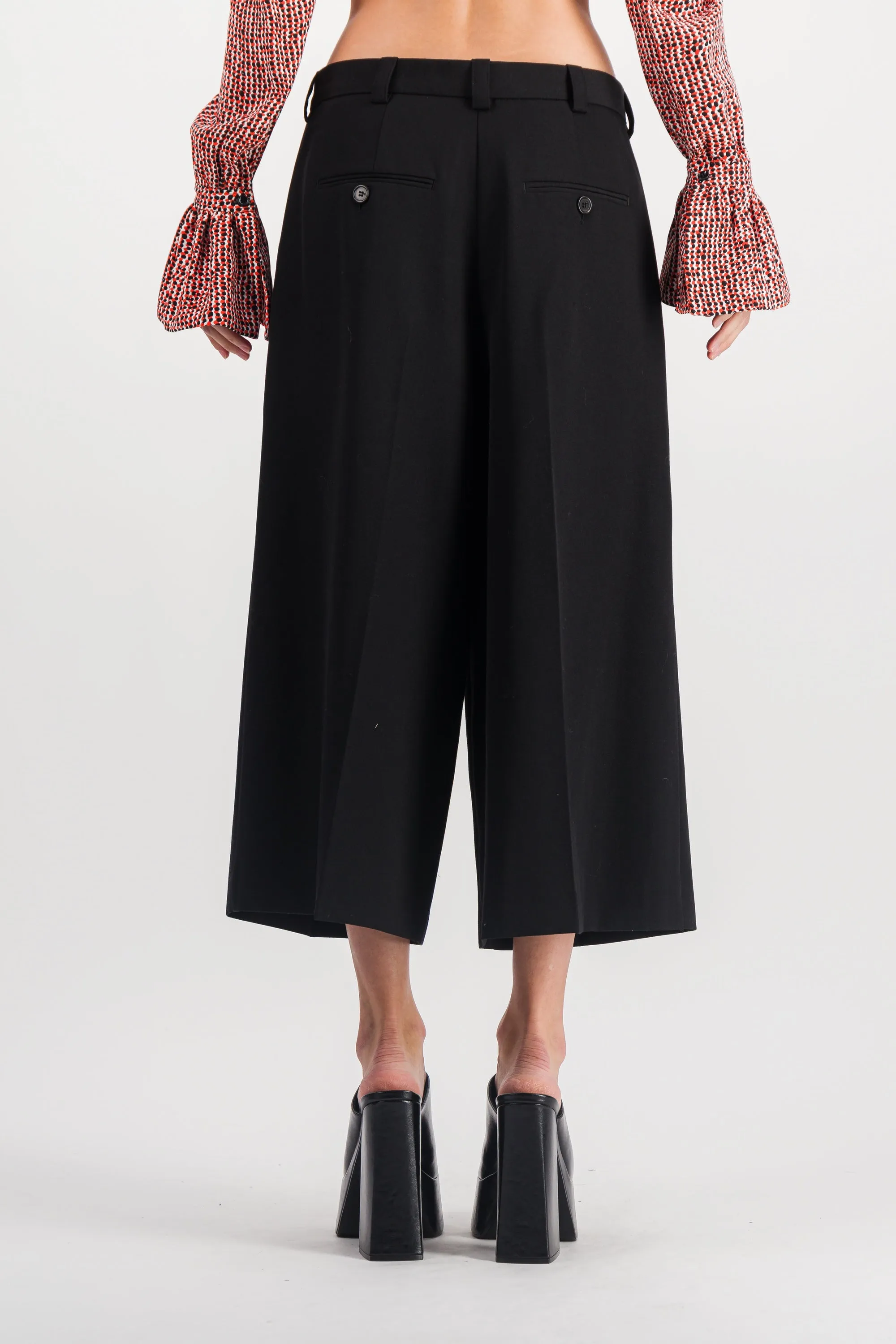 Cropped wide leg pants with pinces