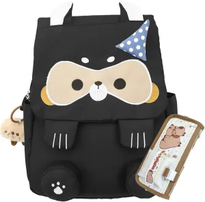 Cute Cartoon Raccoon Backpack with Chic Case and Pendant for Women Y2K Kawaii Large Capacity Mochila De Gift (2Pcs (Black   Case))