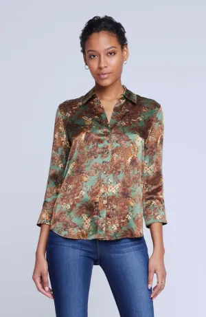 Dani 3/4 Sleeve Shirt in Olive Multi