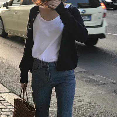Demure Lazy Vintage Loose Sweater Elegant Tops Western Knitted Cardigan Women Outerwear