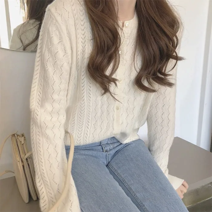 Demure Lazy Vintage Loose Sweater Elegant Tops Western Knitted Cardigan Women Outerwear