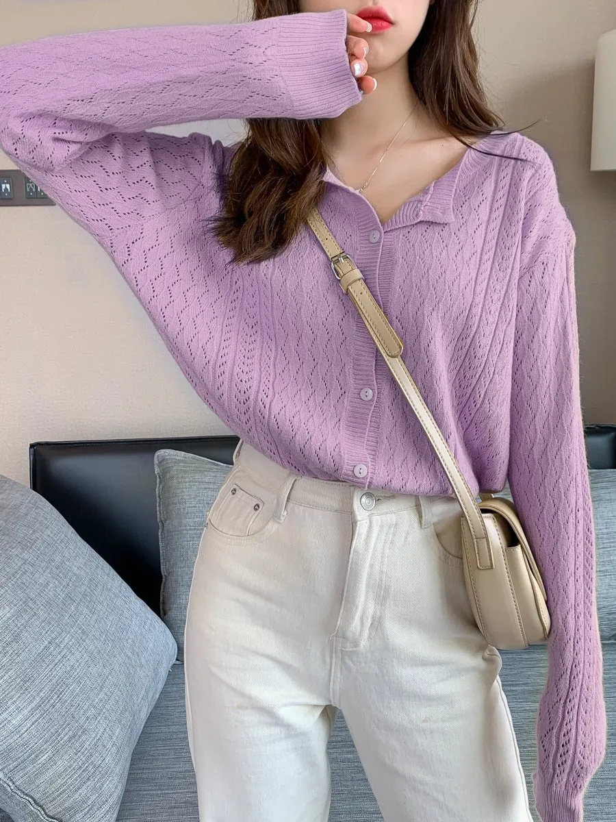 Demure Lazy Vintage Loose Sweater Elegant Tops Western Knitted Cardigan Women Outerwear