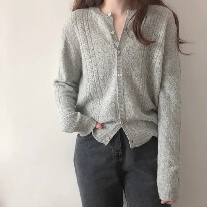 Demure Lazy Vintage Loose Sweater Elegant Tops Western Knitted Cardigan Women Outerwear