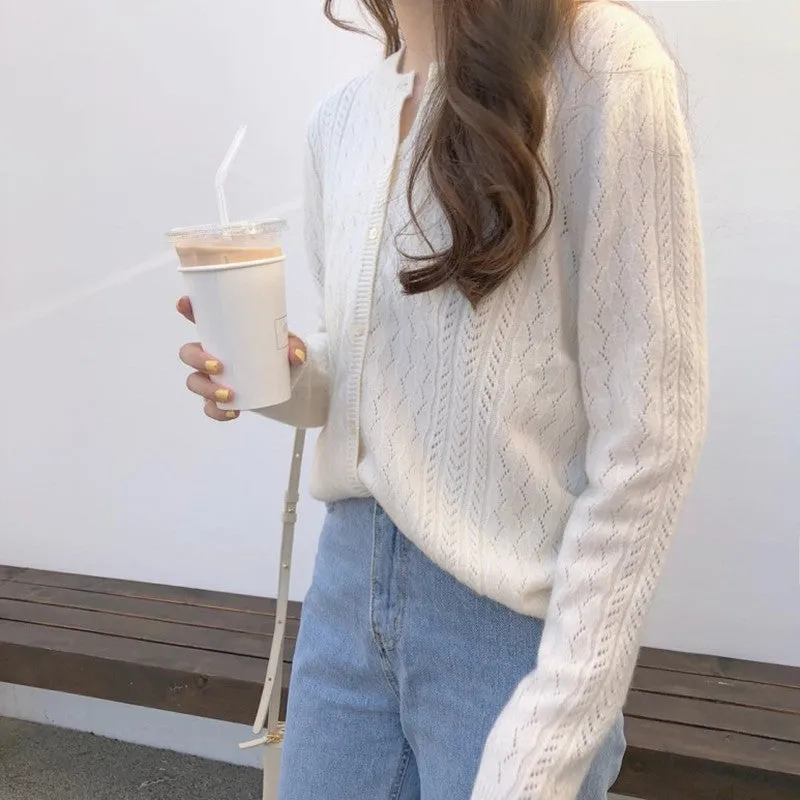 Demure Lazy Vintage Loose Sweater Elegant Tops Western Knitted Cardigan Women Outerwear