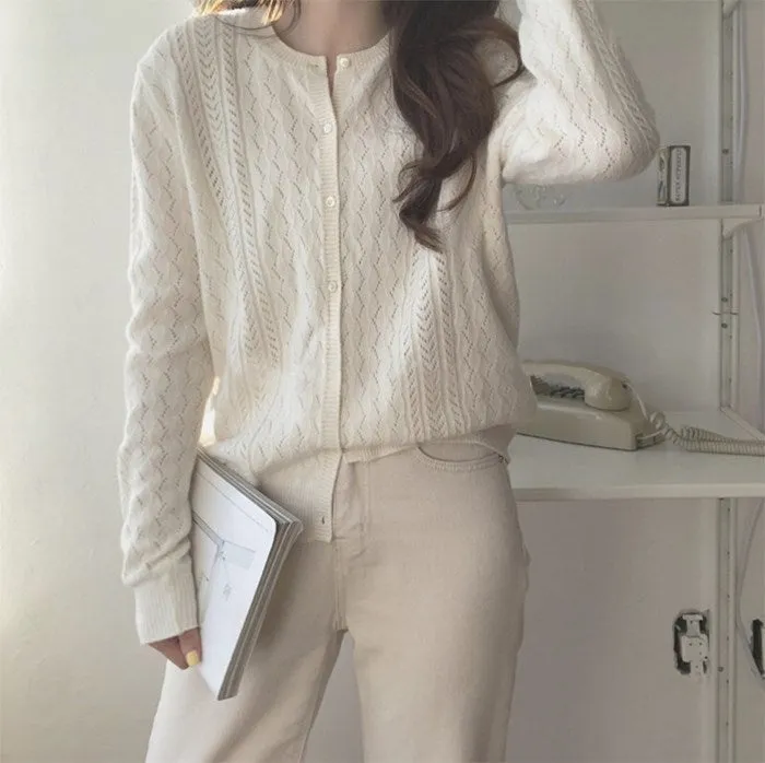 Demure Lazy Vintage Loose Sweater Elegant Tops Western Knitted Cardigan Women Outerwear