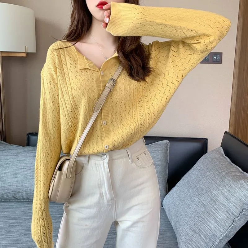 Demure Lazy Vintage Loose Sweater Elegant Tops Western Knitted Cardigan Women Outerwear