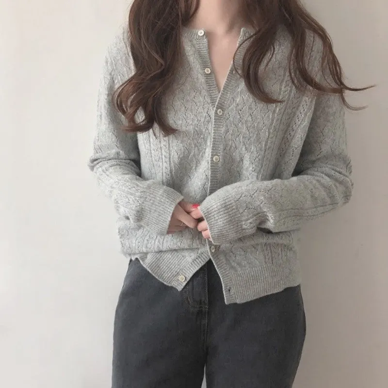 Demure Lazy Vintage Loose Sweater Elegant Tops Western Knitted Cardigan Women Outerwear