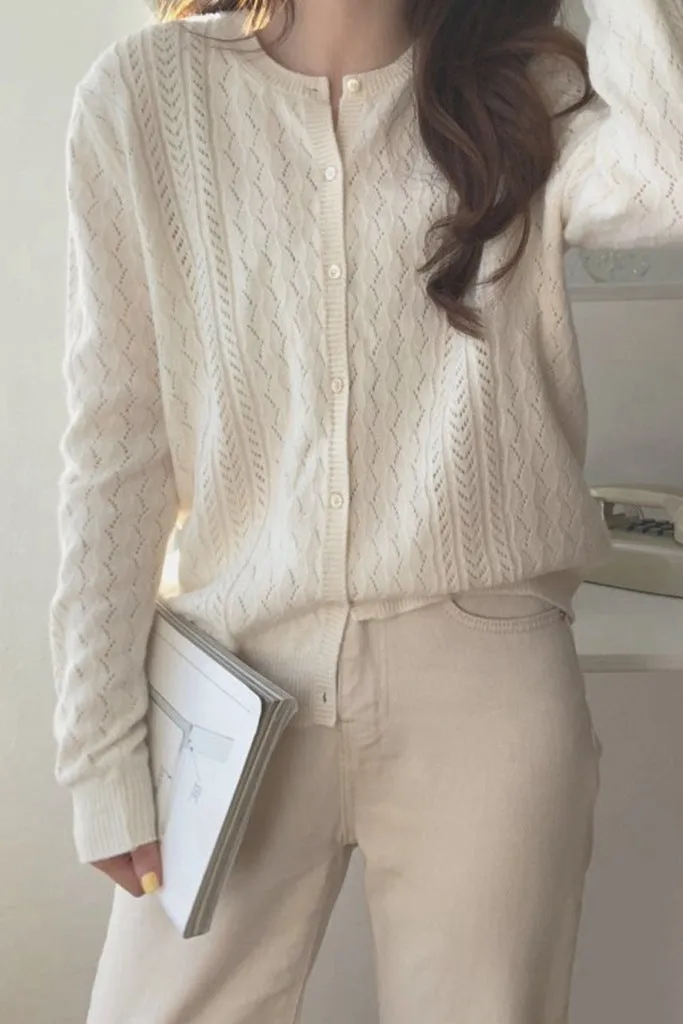 Demure Lazy Vintage Loose Sweater Elegant Tops Western Knitted Cardigan Women Outerwear