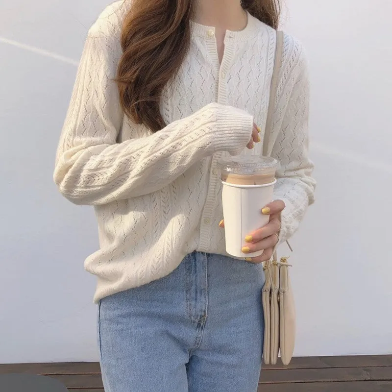 Demure Lazy Vintage Loose Sweater Elegant Tops Western Knitted Cardigan Women Outerwear