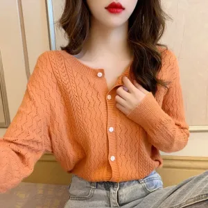 Demure Lazy Vintage Loose Sweater Elegant Tops Western Knitted Cardigan Women Outerwear
