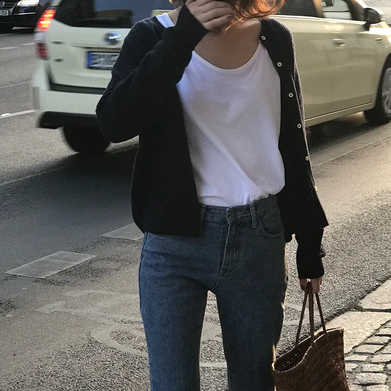 Demure Lazy Vintage Loose Sweater Elegant Tops Western Knitted Cardigan Women Outerwear
