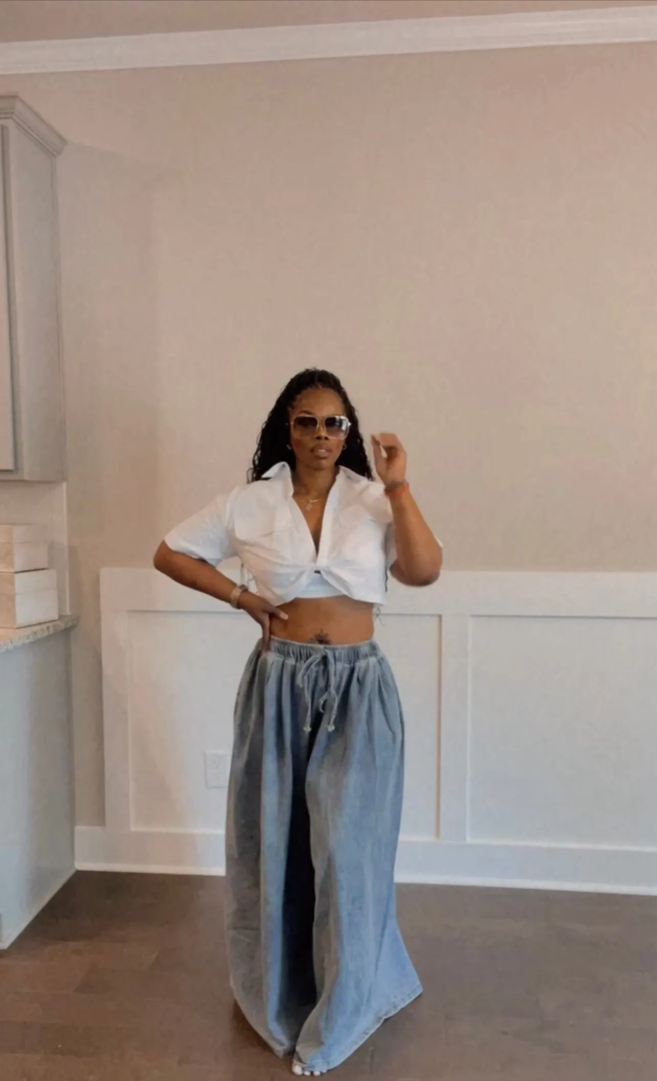 Denim Palazzo Pants