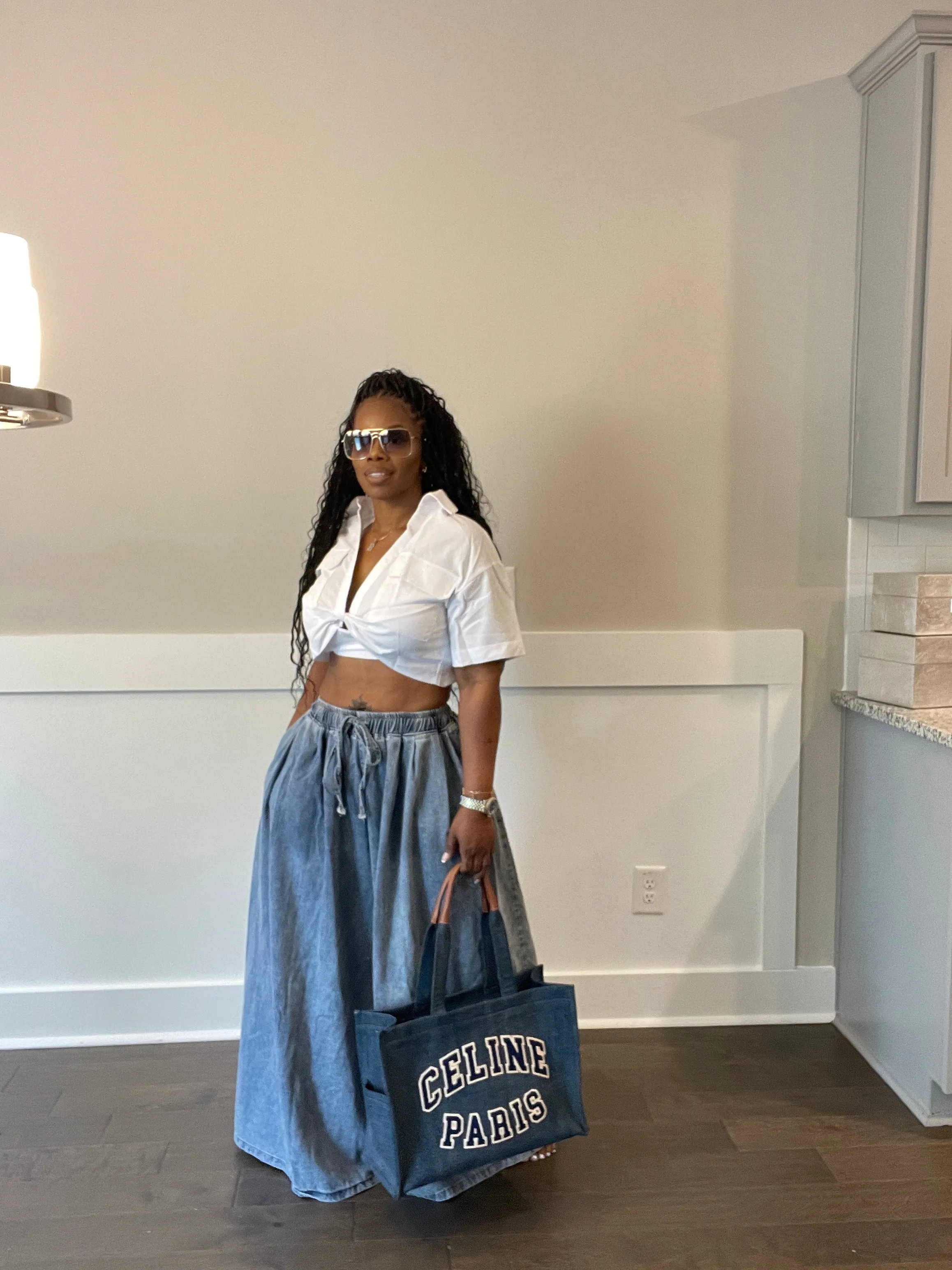 Denim Palazzo Pants