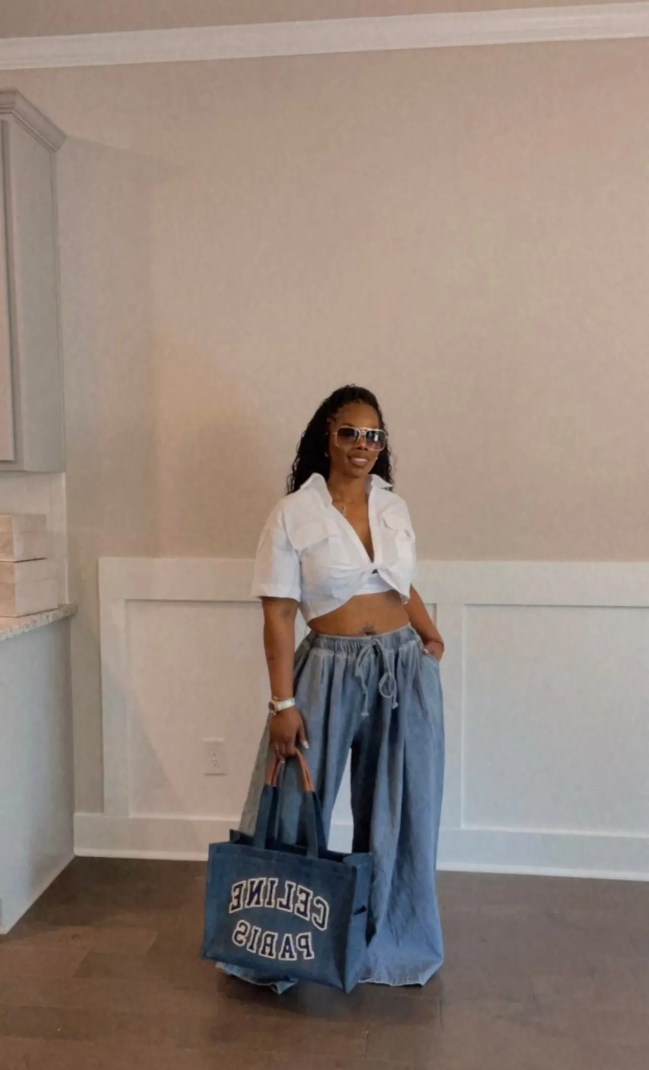 Denim Palazzo Pants