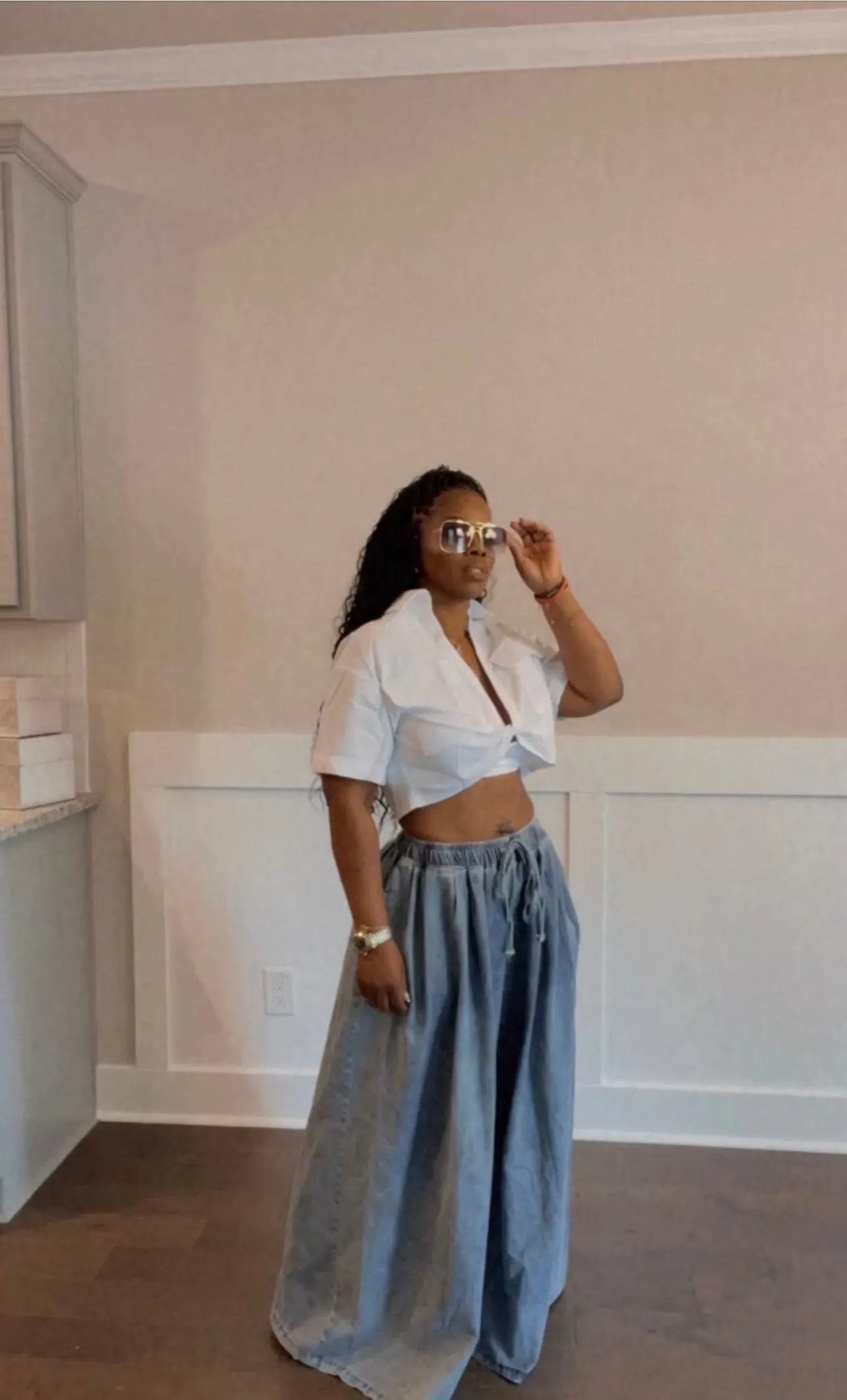 Denim Palazzo Pants